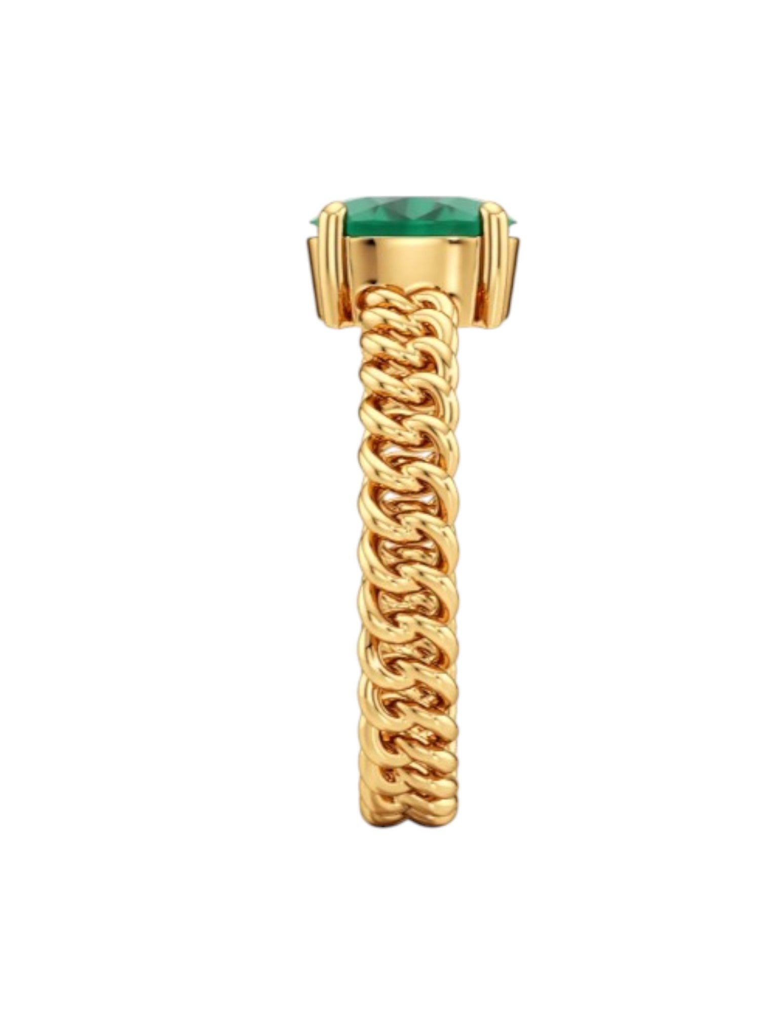 Green Glam Statement 925 Silver Gold Plated CZ Stone Light Weight Ring For Women By Kesardeep